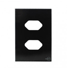 Placa p/ 2 Tomadas Separadas 4x2 - Novara Glass Preto Grafite